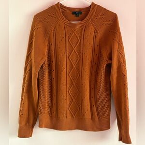 J.Crew Crewneck Cable Pointelle Cotton Sweater